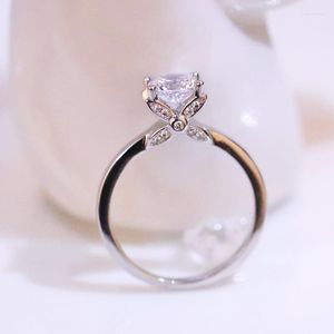 Cluster Rings 18K Gold Ring For Women Natural 1 Diamond With Jewelry Anillos De Bizuteria Mujer Gemstone Box