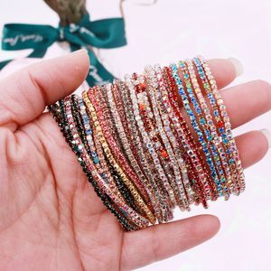 5pcs/lotes elásticos pulseiras de cristal 2mm Charming Cryming Color Crystal Rhinestones Banglelet Jewelry Gift DIY para verão