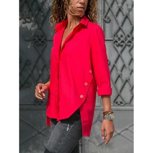 Women's Blouses Shirts Long Sleeve Plus Szie Solid White Loose Turn Down Collar Womens Tops And Office Lady Spring Top 230510