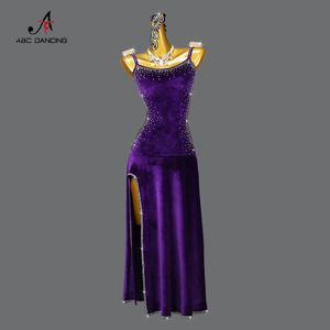 Sexy Skirt Purple Latin Dance Dress Long Dress Fache Fretume Professional Factle Girls Tamanho grande Terno de salão de baile personalizado Sexy 230511