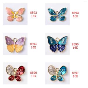 Charms 20st Mixed Color Butterfly Pendant Accessories Supplies Crafting Oil Drop Craft For Smycken Making Keychain Women