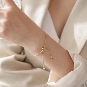 Braccialetto regolabile estraibile in acciaio inossidabile dal design semplice Bracciale rigido con catena a forma di serpente color oro per regalo di gioielli con perline da uomo ragazza da donna