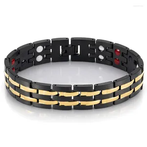 Braccialetti di collegamento Acciaio inossidabile Galvanotecnica Magnete a doppia fila multicolore Bracciale largo da uomo 4 in 1 Radiazione sanitaria