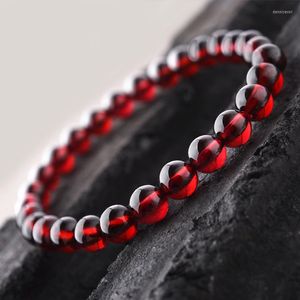 Charm Bracelets Natural Red Pomegranate Stone Bead Bracelet Women Man Dark Garnet Bangles Yoga Meditation Friendship Gift Pulseras Mujer