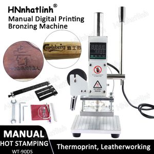 WT-90DS Hot Foil Stamping Machine Leather Stamp Emboss Press Tool Logo Custom Manual Digital PVC Card Book Paper Heat Press Machine med positioneringsreglage