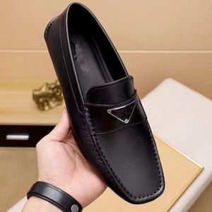 Luxurious Wedding Party Formal Dress Shoes real Leather Men Black Navy Triangle Metal Designer Loafers Shoes sole Brogues Oxford Slip On Dress Shoes 38 40 42 44 -46