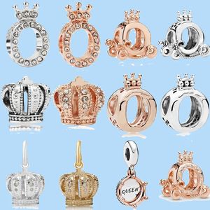 925 Sterling Silver Charms för Pandora smycken pärlor Princess Crown Trinket Pumpkin Cart Pärlor