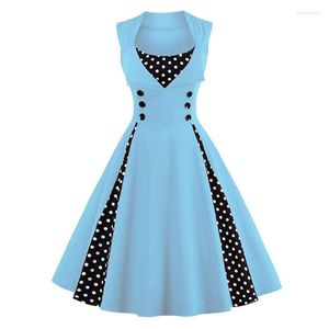 Casual Dresses Women Summer Robe Vintage 1960 -talet klämmer upp Big Swing Party Work Wear Rockabilly Dress Polka Dot Vestidos Drop