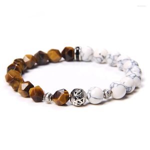 Strand runda fasetterade geometriska former Natural Crystal Stone Aquamarines Lapis Lazuli Tiger Eye Armband For Women Men Gift