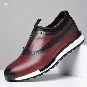 Koronkowe oryginalne skórzane skórzane Oxfords Outdoor Men Buty bez poślizgu męskie trampki zapatillas hombre a21 1646 's