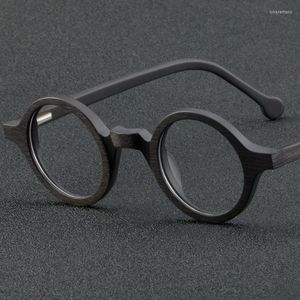 Óculos de sol 2023 Wood Grain prescrição Miopia Frame Acetato Lente Flat Glasses