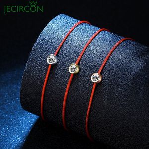 Genuine JECIRCON Women 925 Sterling Silve Moissanite Bracelet 0.3ct Red Rope Zodiac Year Lucky Trendy Bracelet Fine Jewelry Gift