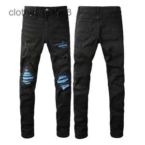 Дизайнерские джинсы Мужской джинсы amirres джинсовые брюки с трендрированными пятноми стройные брюки плотная тенденция zhfx