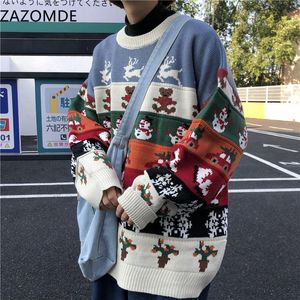 Erkek Sweaters 2023 Noel Süvari Erkekler Kış Vintage O Boyun Gevşek Kazak Çiftler Kore Giysileri Hip Hop Retro Örgü Üstler