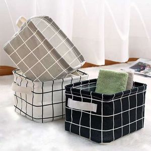 Storage Baskets Linen Desktop Toy Sundries Box Cosmetic Underware Organizer Stationery Closet 230510