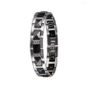 Pulseiras de link Ikuinen Trendy Ceramic Bracelet para homens a aço de aço jóias magnéticas Saúde Hematite Energy Gift