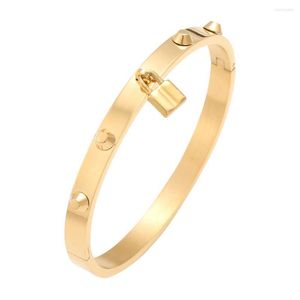 Bangle moda aço inoxidável 6mm de largura Ancora de soldagem de bloqueio 3 cores jóias para o presente de festa da pulseira de estilo feminino