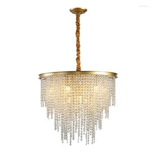 Chandeliers Nordic Gold Chandelier For Living Room Bedroom Kitchen Black Wrought Iron Lamp Body Crystal Lampshade LED Lighting Fixtures