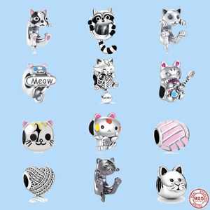 925 sterling silver charms for pandora jewelry beads Cute Lucky Cat DIY Exquisite Bead Suitable Beads Original