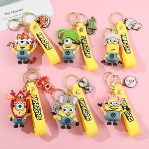 Moda Küçük Sarı Adam Anime Karikatür Bebek Silikon Keychains Çince 12 Zodyak Keytler Charm Kolye Yaratıcı Hayvan Keydrop