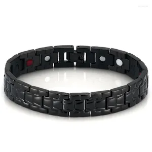 Link Bracelets Titanium Steel Electroplated Black Stripe Four-in-one Magnet Bracelet Men's Adjustable