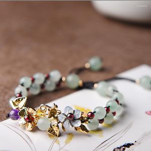 Charm Bracelets WEIYU Handmade Wine Red Garnet Natural Stone Beads Shell Flower Charms Women Aventurine Beauty Bracelet Jewelry