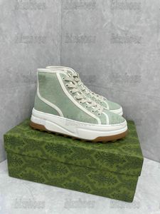 Designer-Tennis-Treck-High-Top-Sneaker für Damen, Italien, Doppel-G-Leinwandschuhe, klobige Gummi-Profilsohlenstiefel für Damen, Schnür-Luxus-Mode-Freizeitschuh