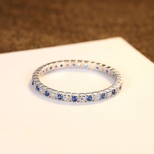 S925 Sterling Silver Ring Single Row Diamond Zircon Brand Ring Korean Style Exquisite Ring European and American Hot Trend Women Ring Jewelry Valentine's Day Gift spc