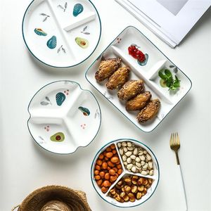 Placas Cerâmica de estilo japonês Dividido Placa de sobremesa Café da manhã Creative House Housed Housed Kitchen Tableware
