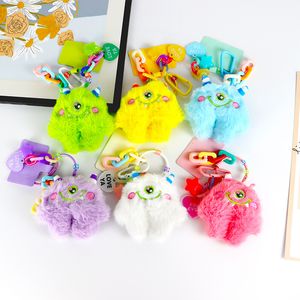 Wholesale Cute Little Monster Mobile Phone Chain Pendant Creative Big Eyed Monster Plush Keychain Couple Backpack Pendant Gift