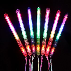 100pcs سبعة ألوان LED LED Up Wands Glow Sticks عصي وميض الحفلات الموسيقية الهذيان الحفلات عيد ميلاد الحفلات كبيرة الشفافة لحزب الحفلات لوازم الحفلات