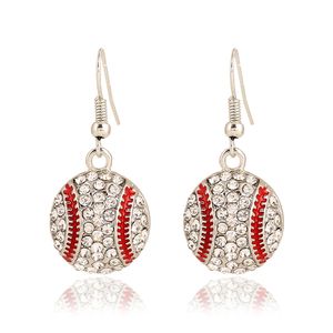 18K White Gold Plated Sport Austrian Crystal Ball Dangle Earrings for Women Rugby Softball Basketball Football Volleyball Drop Earrings Wholesale Price