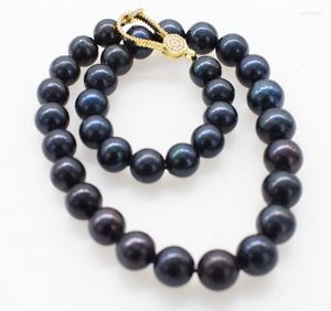 Chains Freshwater Pearl Black Round 11-14mm Necklace 46cm Big Size Wholesale Bead Nature Gift Discount For Woman FPPJ