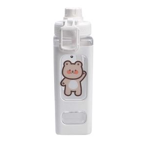 New Kawaii Bear Water Bottle For Girls Cute Plastic Summer School Drink Bottle With Straw Juice Bubble Tea Cups BPA GRATIS 700/900 ML