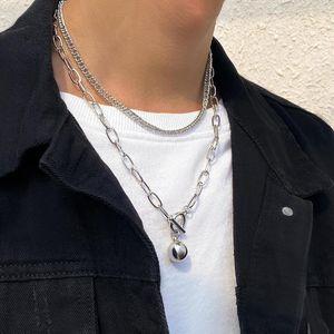 Pendant Necklaces KunJoe Punk Exaggerated Big Round Ball Necklace Set For Men Vintage Hip-Hop Gold Color OT Button Cuban Chain