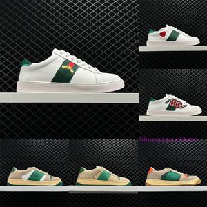 Sneaker da donna di design in difficoltà per donna uomo scarpe da tennis piatte casual di lusso da donna di moda basse ricamate serpente bianco