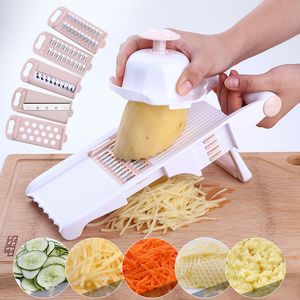 Fruktgrönsaksverktyg Mandoline Food Slicer Potato Tomato Vegetable Slicer Cutter Multi-Funktion Lök 5 i 1 Slicer Chopper Knife Kitchen Gadgets 230511