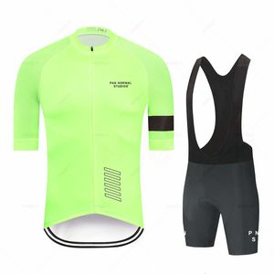 Велосипедный майк устанавливает PAS Normal Studios Fluorescent Green Cycling Jersey Set Bicycle с коротким рукавом мужская велосипедная одежда Pns Maillot Clothing Ropa Ciclismo 230510