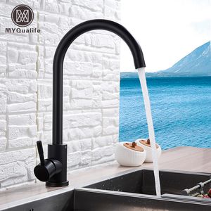 Rubinetti da cucina Lavelli da ponte in acciaio inossidabile opaco Lavelli ad arco alto Rubinetto per acqua fredda girevole a 360 gradi 230510