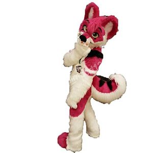 Vuxen storlek rosa husky räv maskot kostym fancy klänning karneval tema fancy klänning plysch kostym