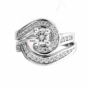 Set di anelli con diamanti Cross Lab Set di anelli per fedi nuziali di fidanzamento in oro bianco per donne Set da sposa Gioielli per feste raffinati