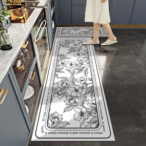 Carpets PU Leather Kitchen Rug Long Strip INS Style Kitchen Door Mat Anti Slip Hallway Runner Balcony Rugs PVC Floor Carpet 230511