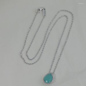 Correntes Brand Drop Water Brand 925 Sterling Ladies Ladies Beach Colar azul