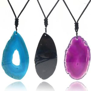 Pendant Necklaces XMS Reiki Healing Irregular Natural Agate Slice Stone With Chain For Women Crystal Necklace Men Adjustable