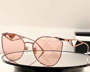 Damen-Sonnenbrille mit Metallrahmen, SPR50Z, optische Gläser, rosa Gläser, Katzenaugen-Rahmen, Dreiecksschild, Damen-Freizeit-Sonnenbrille, Originalverpackung