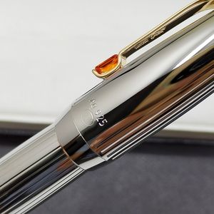 top popular High Quality Silver   Gold Ag925 Roller ball pen with gem school office stationery classic Writing ball pens for business Gift 2023