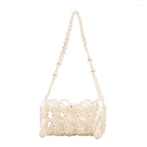 Kvällspåsar Kvinnor Beading Underarm Bag Handgjorda pärlhaltiga Clutch Purse Retro Pearl Utsökta eleganta glänsande kvinnliga mynt