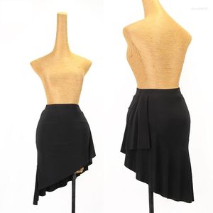 Stage Wear Black Irregular Latin Skirts Women Cha Rumba Dance Practice Clothes Adult Clothing Training Skirt DNV15081