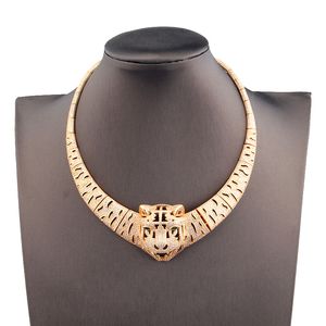 Guld lyxig leopard diamant choker halsband för kvinnor män damer sexiga trendiga silver lyx tennis indisk smyckedesigner kvinnor juvelery parti gåvor bröllop flickor