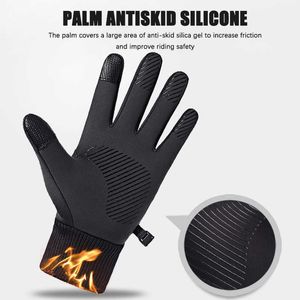 Sports Gloves Winter waterproof water cycling gloves outdoor sports running motorcycle ski touch screen wool gloves non slip warm fingers full P230512
